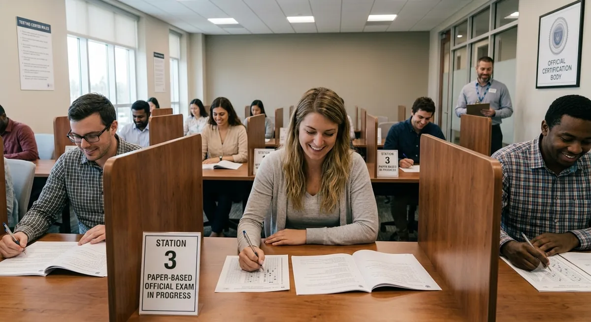Aspirantes realizando un examen oficial de inglés en un centro de certificación